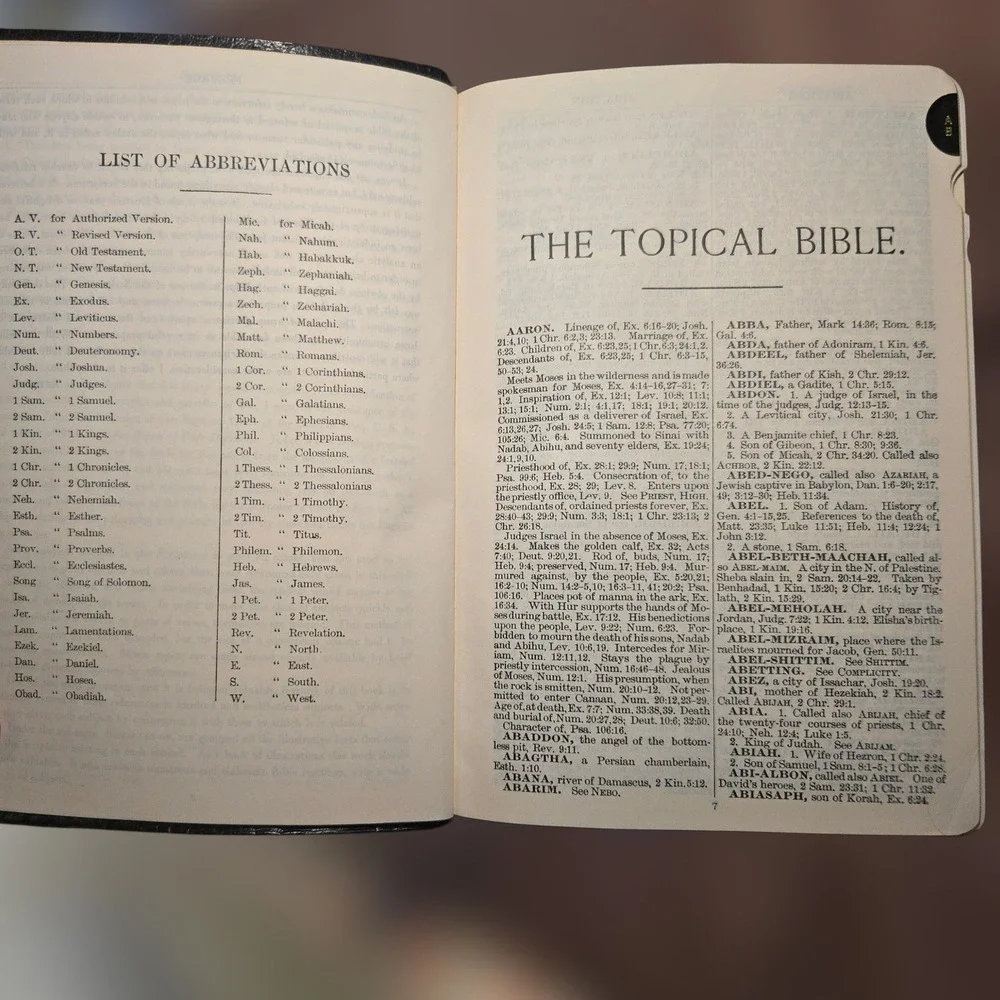 VTG 1976 Naves Topical‎ Bible Black Leather Thumb Index Holy Scripture Study GUC